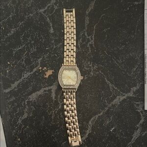 Gold-Tone Watch with Crystal Accents